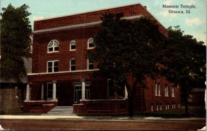 Postcard Masonic Temple in Ottawa, Illinois