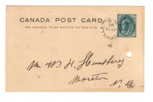 Victoria Jubilee Postal Stationery Postcard, Used Sackville, New Brunswick 1898