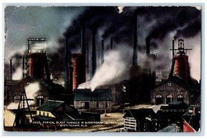 1918 Typical Blast Furnace Birmingham District Alabama Vintage Antique Postcard