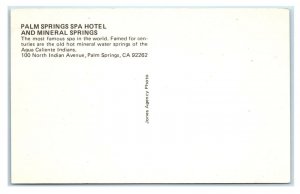 2 Postcards PALM SPRINGS SPA HOTEL, California CA ~ MINERAL SPRINGS Pool c1970s 