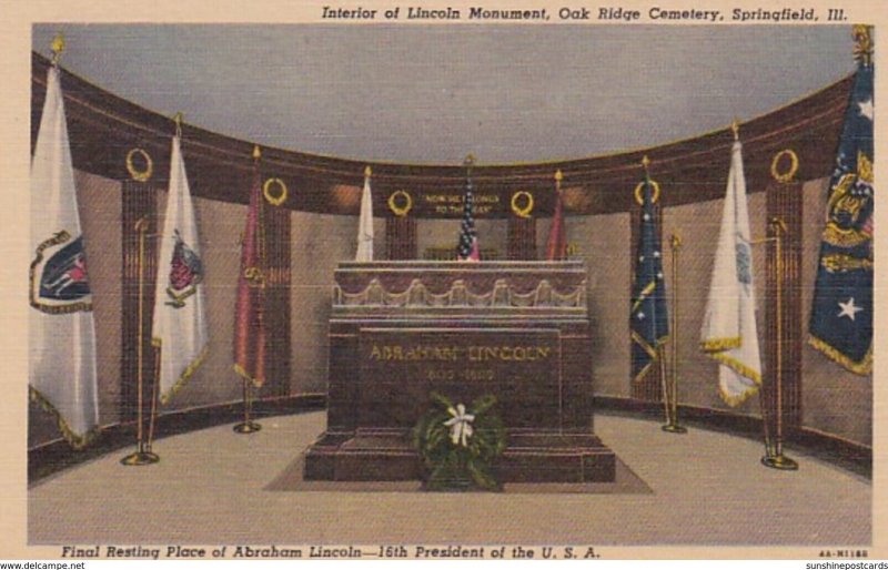 Illinois Springfield Interior Of Lincoln Monument Oak Ridge Cemetery Curteich