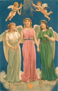 Postcard C-1910 Faith Charity Hope Cupids artist impression 23-7156