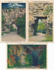 (3 cards) Backbone Rock Tunnel and Natural Tunnel TN, Tennessee - Linen