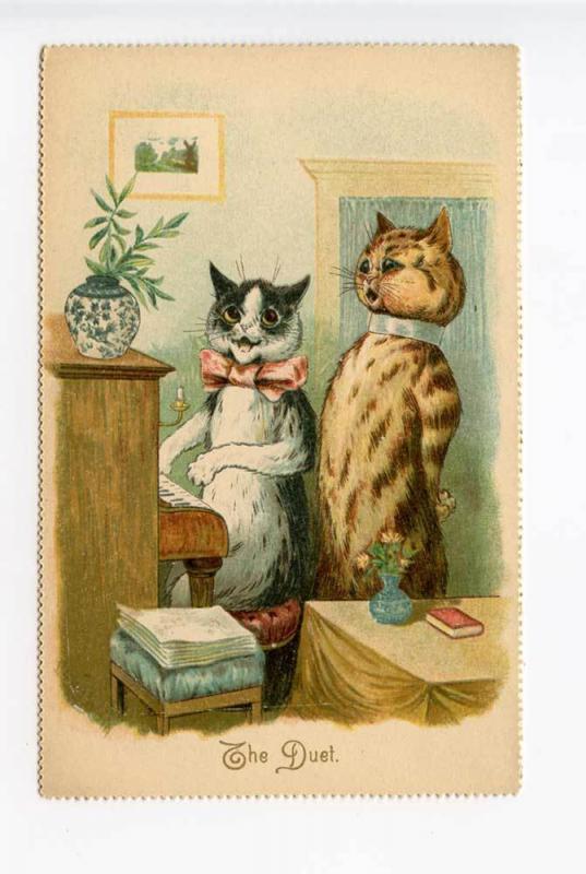 Raphael Tuck Louis Wain Cats The Duet Postcard 
