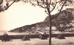 Vintage Postcard 1910's Monaco Vue Sur Le Cap D'Ail Cannon Monte Carlo