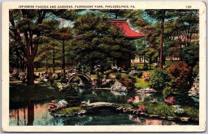 Japanese Pagoda & Gardens Fairmount Park Philadelphia Pennsylvania PA Postcard