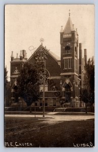 DC1/ Leipsic Ohio RPPC Postcard c1910 Ottawa M.E. Church Building 141