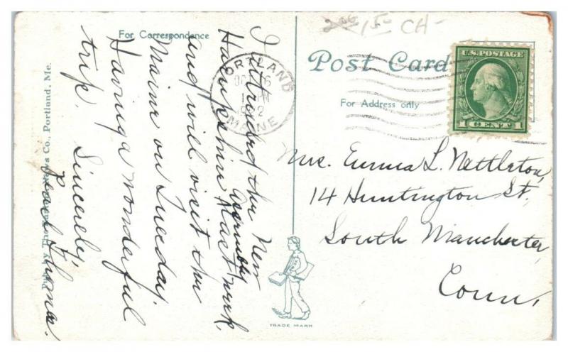 1922 Ram Island Light & White Head End Cushings Island, Portland, Maine Postcard