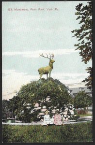 Elk Monument Penn Park York Pennsylvania Unused c1910s