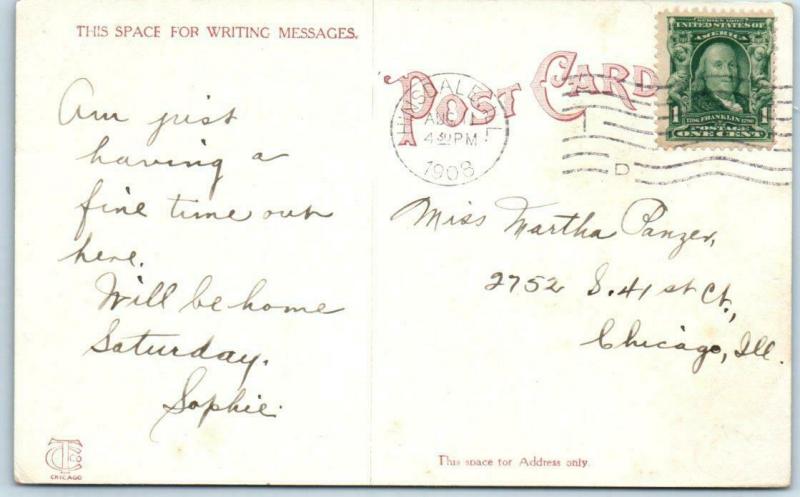 HINSDALE, Illinois  IL    SOUTH SIDE SCHOOL   1908   Postcard