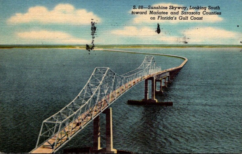 Florida St Petersburg Sunshine Skyway Looking South Toward Manatee & Sarasota...