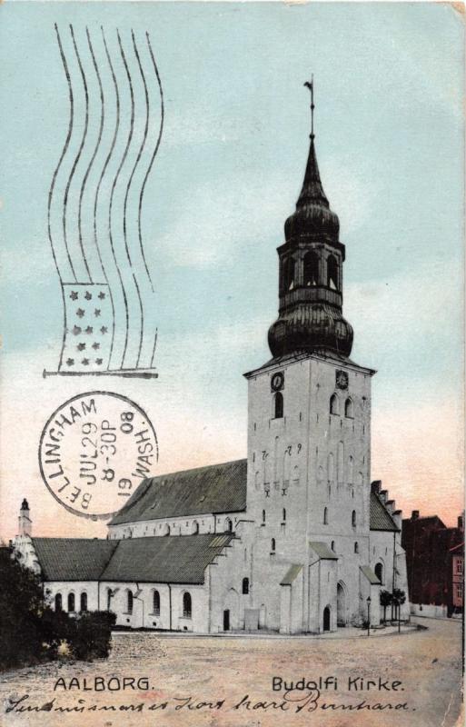 AALBORG DENMARK DANEMARK BUDOLFI KIRKE POSTCARD c1908