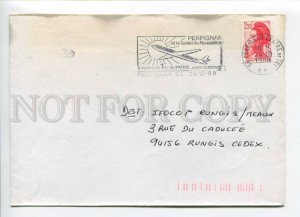 421395 FRANCE 1988 year AVIATION Perpignan real posted COVER