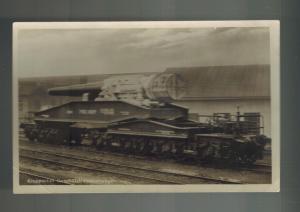 1914 WW 1 Germany Railway Artillery Gun Krupp Real picture Postcard