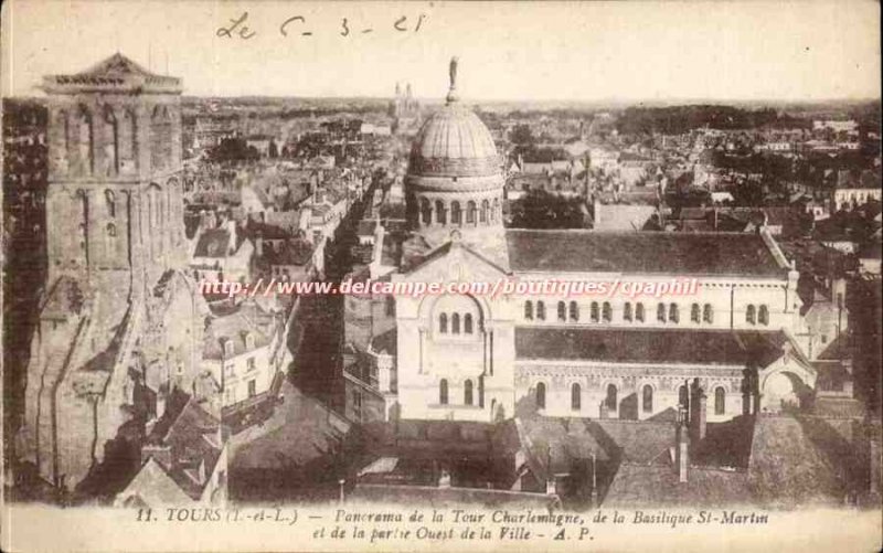 Tours - Panorama of the Charlemagne Tower of the Basilica of St Martin - Old ...