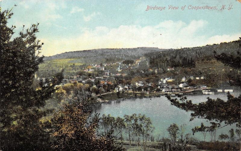 Cooperstown New York Hillside View~Lake-Houses-Churches-Street~c1910 Postcard