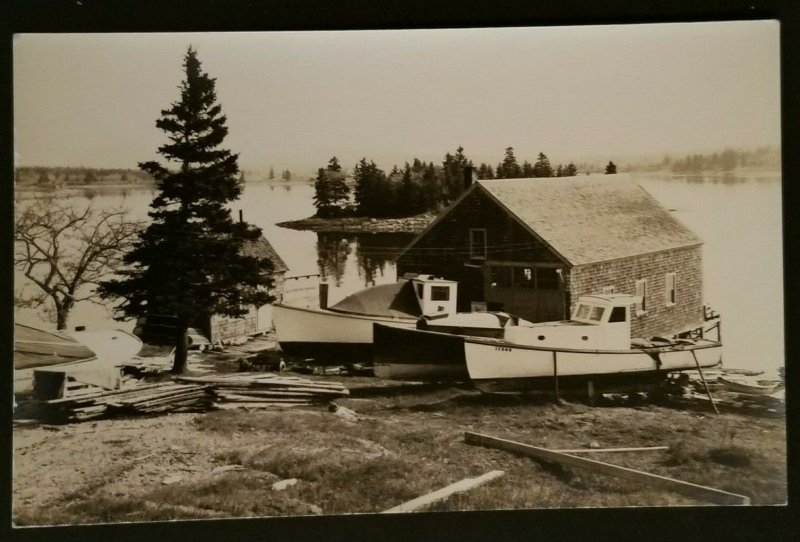 Mint Maine Boat Shop Bass Harbor Mt Desert Island Maine Real Picture Postcard