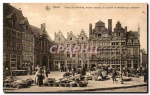 Old Postcard Gent Belgium Place Ste Pharaide former hospice St Laurent and fi...