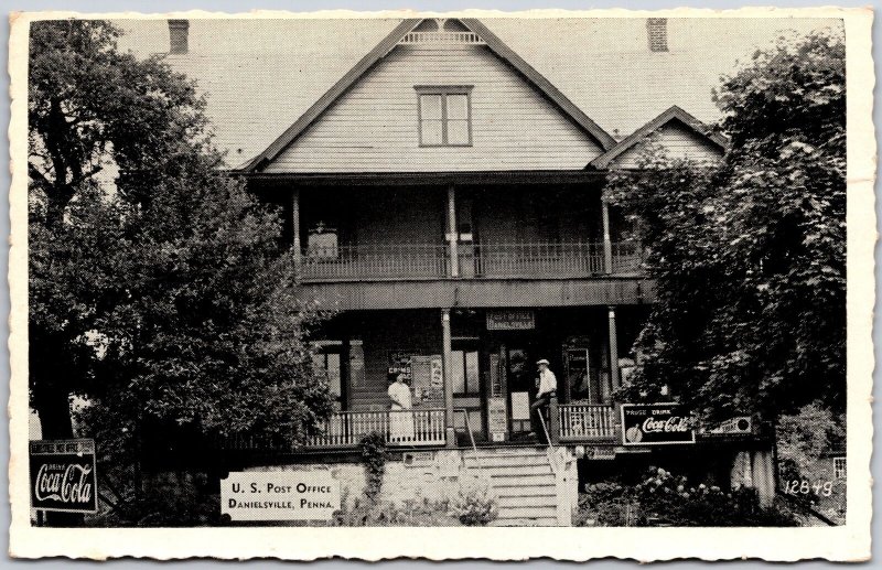 Danielsville Pennsylvania PA, Front View, U.S. Post Office Building, Postcard