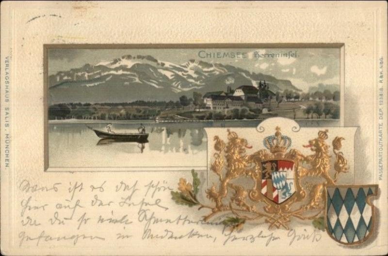 Chiemsee Herreninfel - Germany- Gold Crest c1900 Postcard