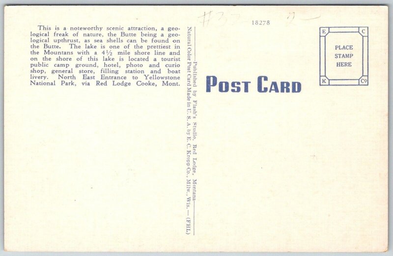 Beartooth Lake And Butte Montana 1940s Postcard