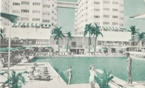 MIAMI BEACH, Florida, 1953; Sherry Frontenac Hotel, Swimming pool