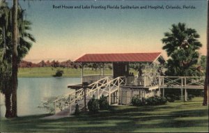 Orlando Florida FL Florida Sanitarium Boat House Linen Vintage Postcard