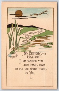 My Birthday Greeting Nature Pond Bird Moon Meadows Postcard