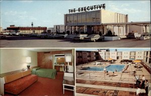 Buffalo New York NY Executive Motel Station Wagon Pool TV c1950s-60s Postcard