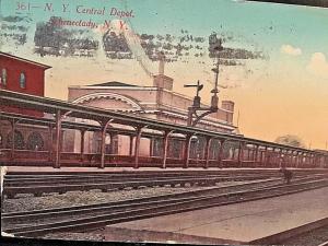 Postcard 1919 View of New York Central Railroad Depot, Schenectady, NY  W4