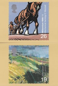 Tree Strip Farming Mechanical Limited Edition Royal Mail 2x Postcard