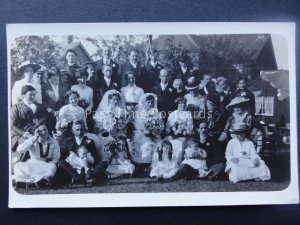 DOUBLE WEDDING Group Portrait BRIDES & GROOMS (50) Old RP Postcard