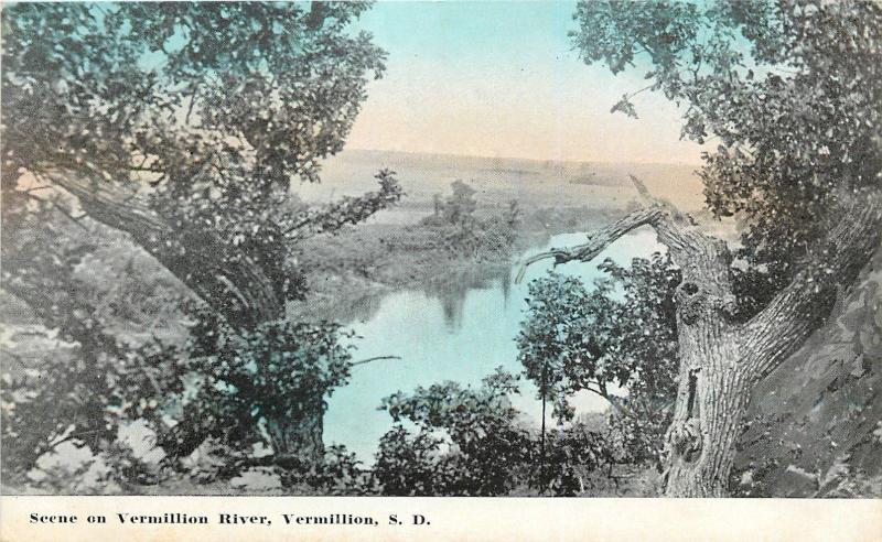 Vermillion South DakotaRiver Blue Waters SkyGnarly Trees1910 Postcard