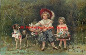 6 Postcards Set, PFB No 7709, Children with Dogs