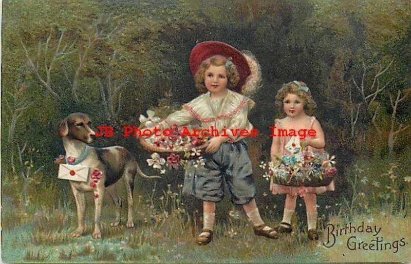 6 Postcards Set, PFB No 7709, Children with Dogs