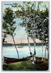 c1910 Greetings From Bath Boats Lake River Maine Correspondence Posted Postcard