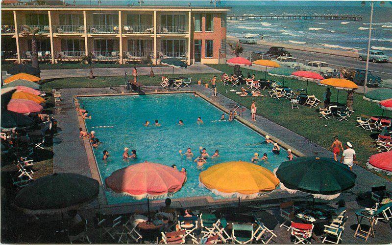 1950s Hotel Galvez Pool Villa Galveston Texas Colorpicture postcard 1769 pool