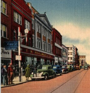 Washington Avenue Looking North Newport News VA Vintage Standard View Postcard 