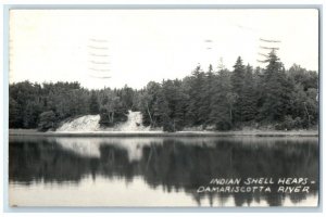 1948 Indian Shell Heaps Damariscotta River View Thomaston ME RPPC Photo Postcard