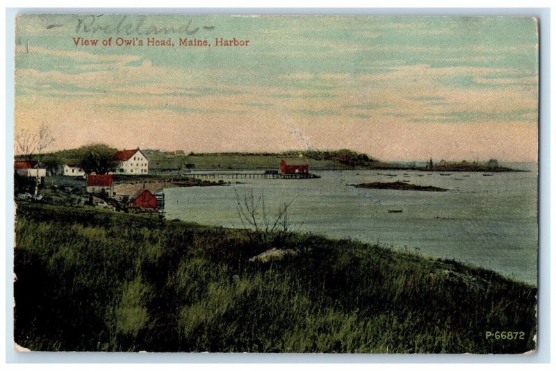 1915 View of Owl's Head Harbor Rockland Maine ME Antique Unposted Postcard