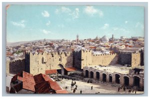 Jerusalem Israel Damascus Gate Birds Eye View Postcard Early