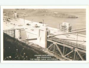 Pre-1937 rppc PARTIALLY BUILT GOLDEN GATE BRIDGE San Francisco CA i5912