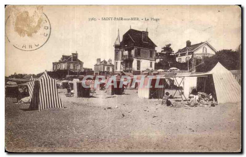 Old Postcard Saint Pair Sur Mer Beach