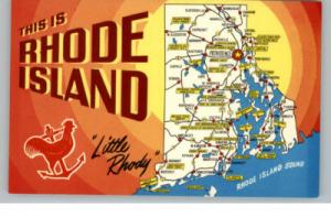 RI Map Greeting Postcard
