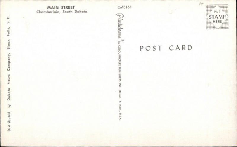 Chamberlain SD Main St. Old Cars & Stores Postcard