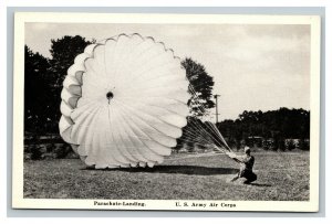 Vintage 1940's Military Postcard Parachute Landing US Army Air Corps