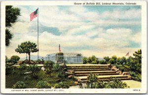 Grave Of Buffalo Bill Lookout Mountain Colorado Memorial Place Grounds Postcard