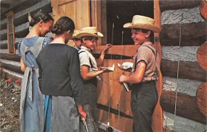 Amish Boys and Girls enjoying a treat Lancaster Pennsylvania, PA