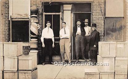 Real Photo People Working Barber Shop Unused 