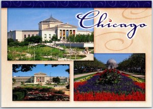 VINTAGE CONTINENTAL SIZE POSTCARD THE MUSEUM CAMPUS AT CHICAGO ILLINOIS